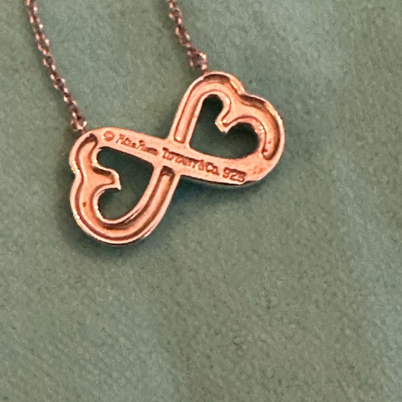 TIFFANY & CO. Double Loving Heart Infinity Chain Necklace Silver 18” - Picture 5 of 5